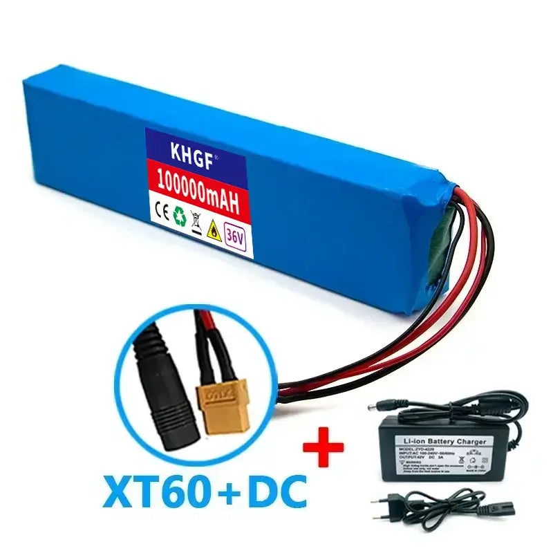 36V 10Ah Lithium Ion Battery Pack (10S3P) for E-Bike & Scooter – 18650 Rechargeable Cells with BMS + Charger