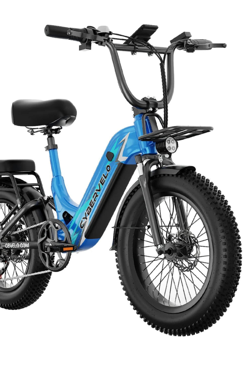 Cybervelo step-thru commuter electric bike parked on street