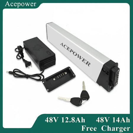 DCH-006 48V folding e-bike battery mounted securely on a Samebike frame