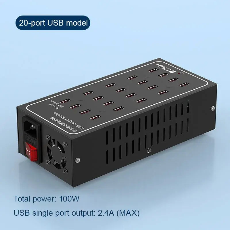 Multi-Port USB Desktop Station - 10/20/30/40/50/60 Port High Wattage Smart Charger with 20 ports