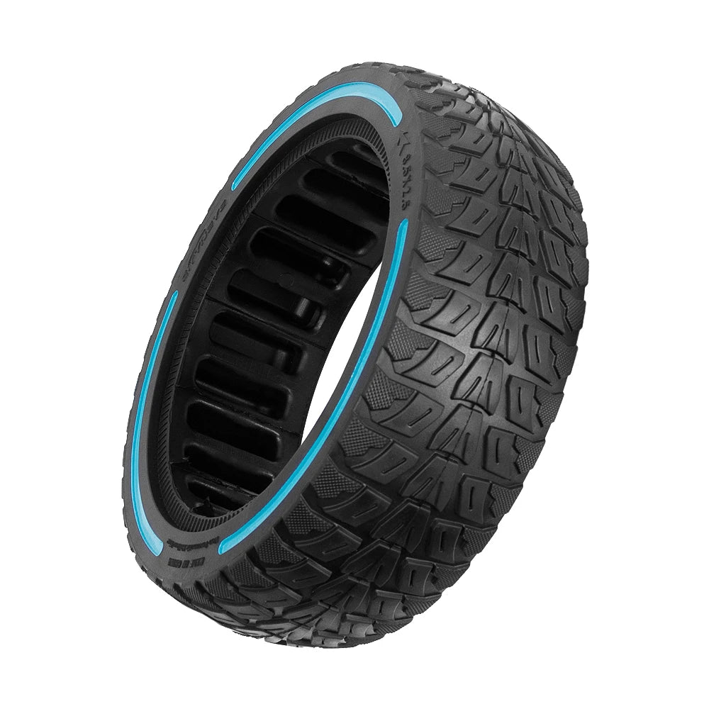 Detailed view of inner structure and groove design of 8.5-inch tubeless solid tyre