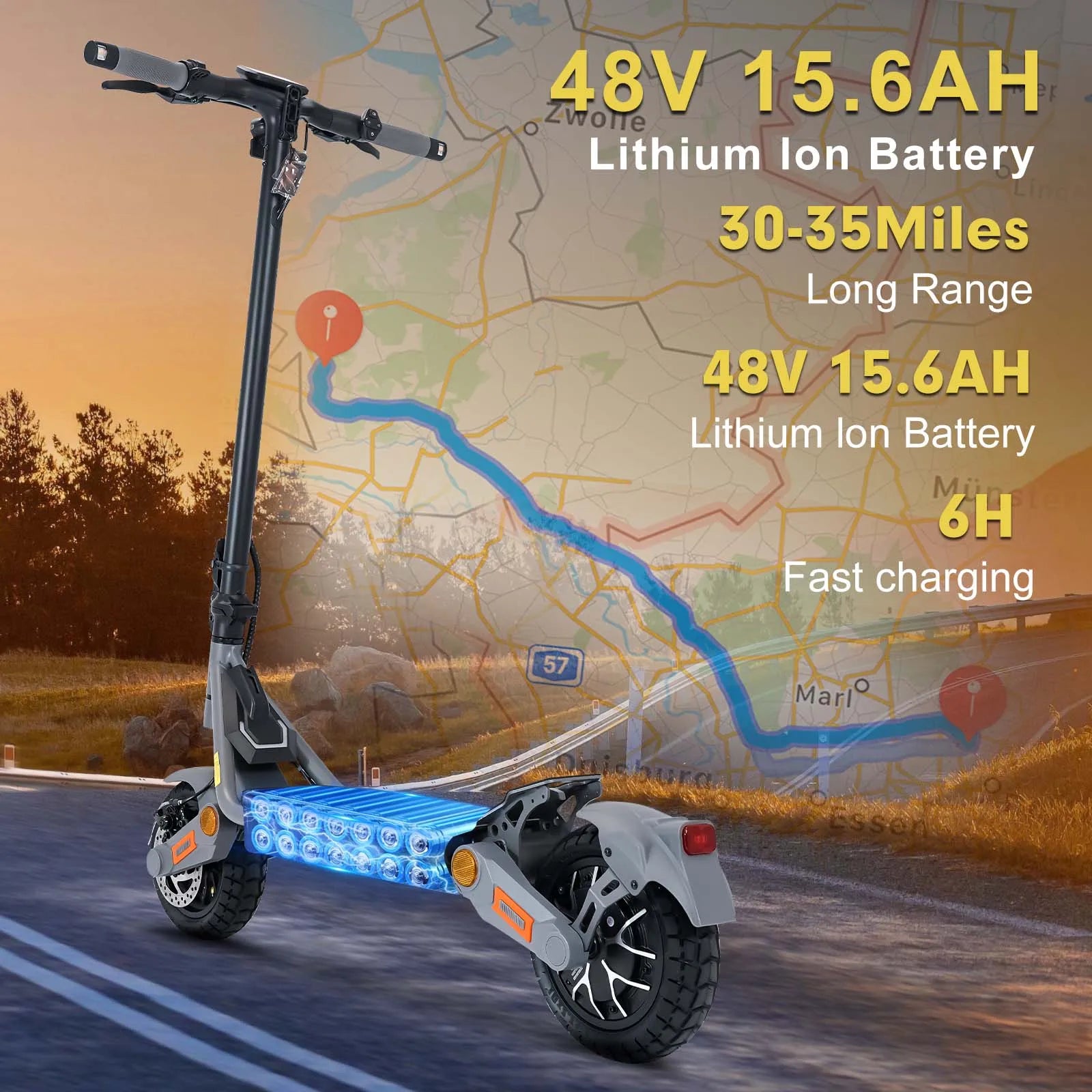 Detailed view of the handlebar display and throttle controls