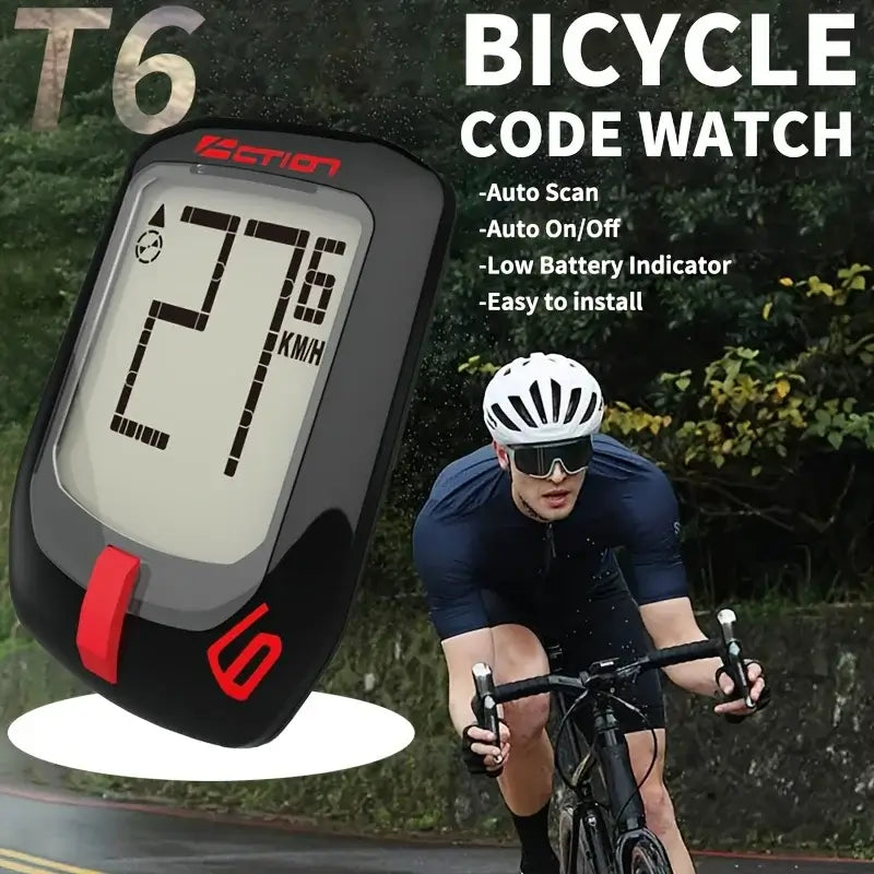 Digital LCD screen bicycle odometer showing real-time speed tracking