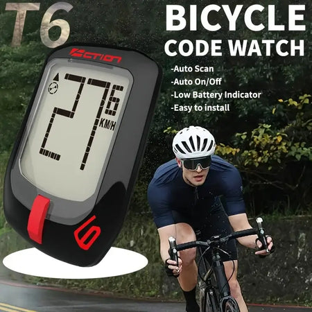 Digital LCD screen bicycle odometer showing real-time speed tracking