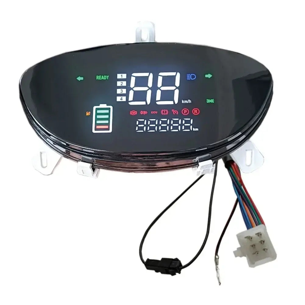 Digital e-bike speedometer showing real-time speed and battery percentage