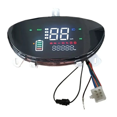 Digital e-bike speedometer showing real-time speed and battery percentage