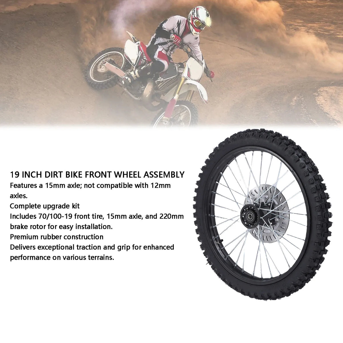 Dirt Bike Front Wheel with Brake Rotor
