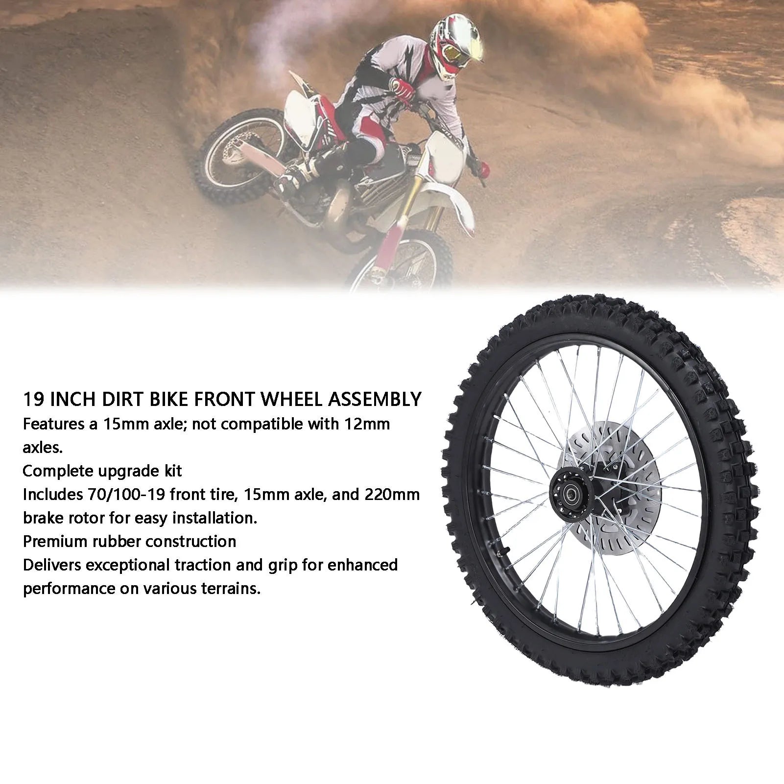 Dirt Bike Front Wheel with Brake Rotor