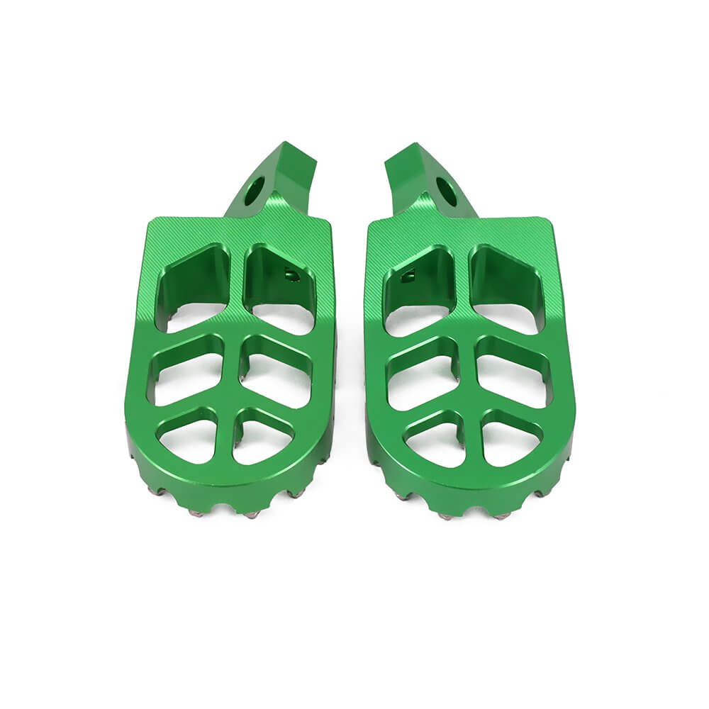 Dirt bike foot pegs designed for high strength riding conditions