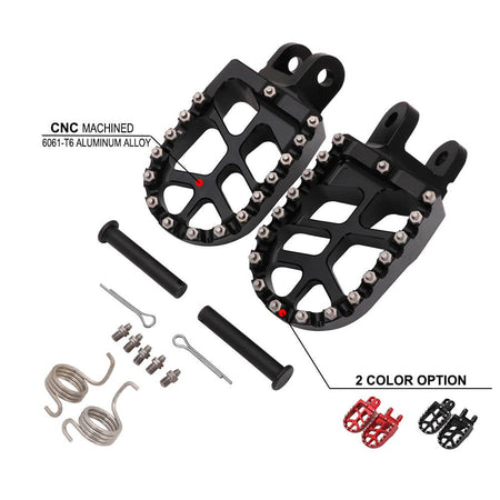 Dirt bike foot pegs with 17 removable steel teeth spikes