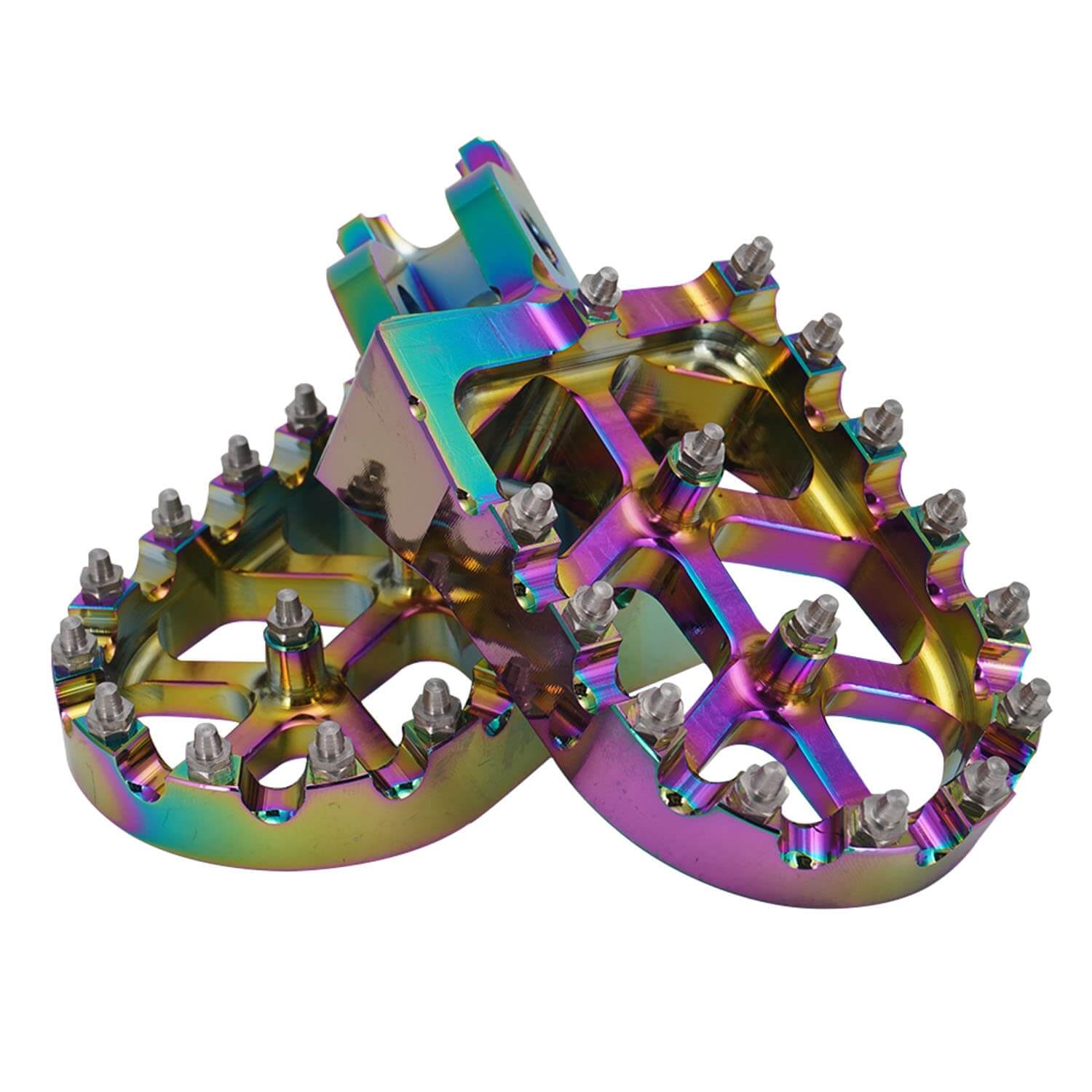 Dirt bike foot pegs with 17 steel spikes for extra traction
