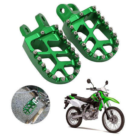 Dirt bike foot pegs with 17 steel teeth for better grip and control