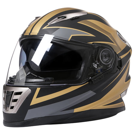 Double lens full face motorcycle casque with vintage retro design