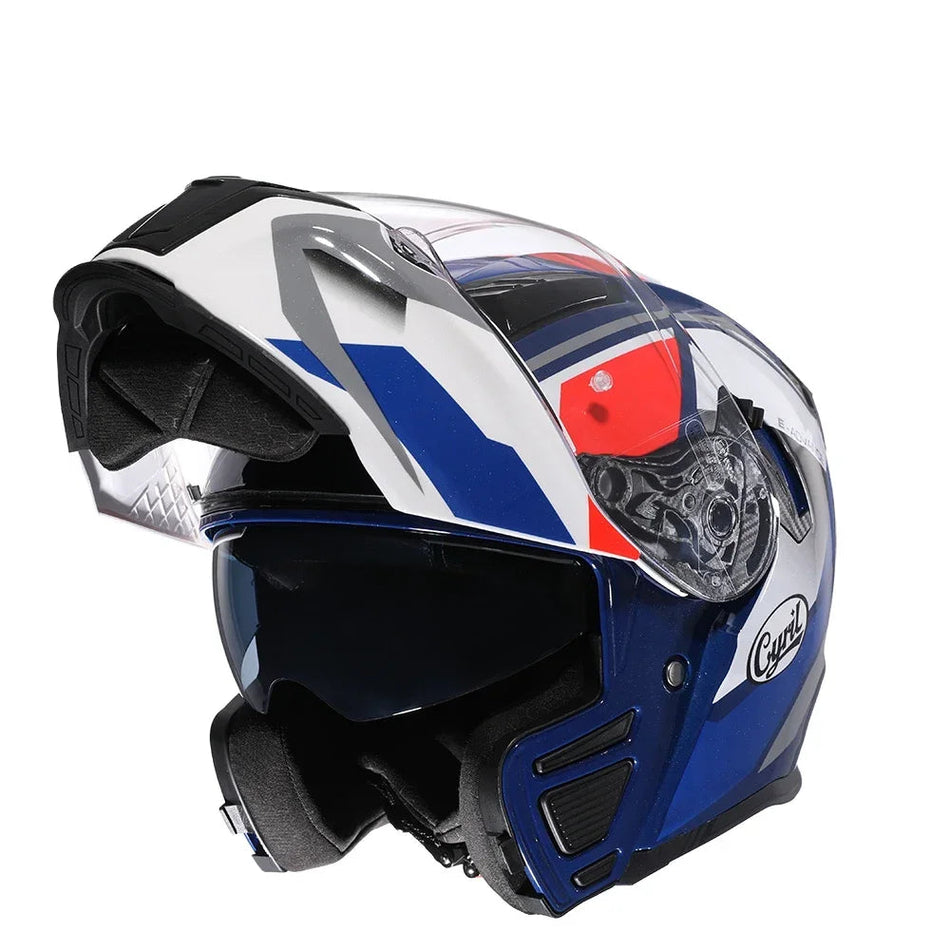 Double visor racing motorcycle helmet