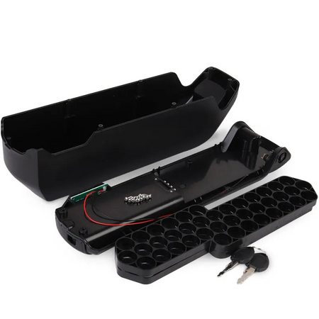 Down tube battery housing with secure locking mechanism