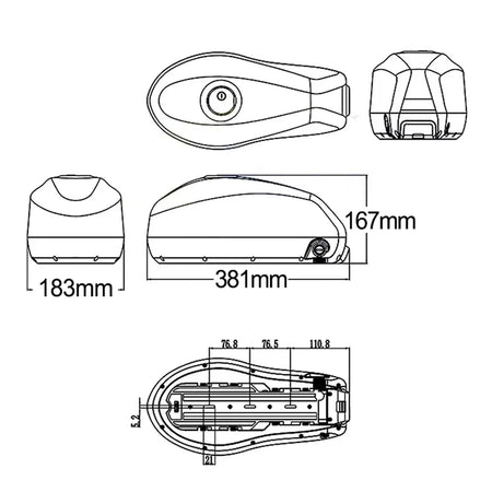 Downtube mounted ebike battery with tank case