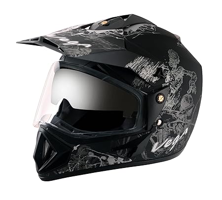 Vega Off Road D/V Sketch White Silver Helmet-M Dull Black Silver
