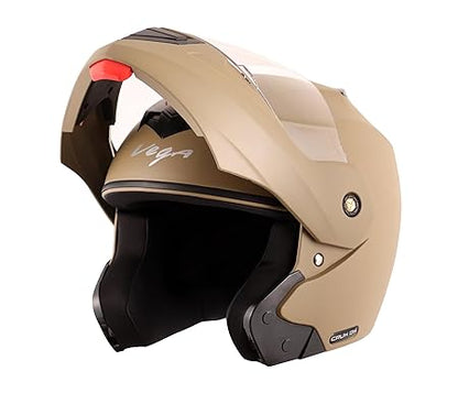 Helmet for Riders: Clear Visor for Both Men & Women Dull Desert storm