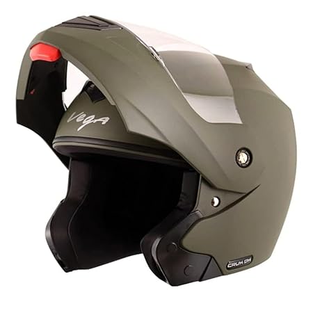 Helmet for Riders: Clear Visor for Both Men & Women Dull Battle Green