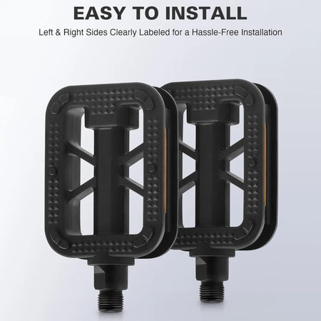 Durable plastic flat platform pedals for cycling