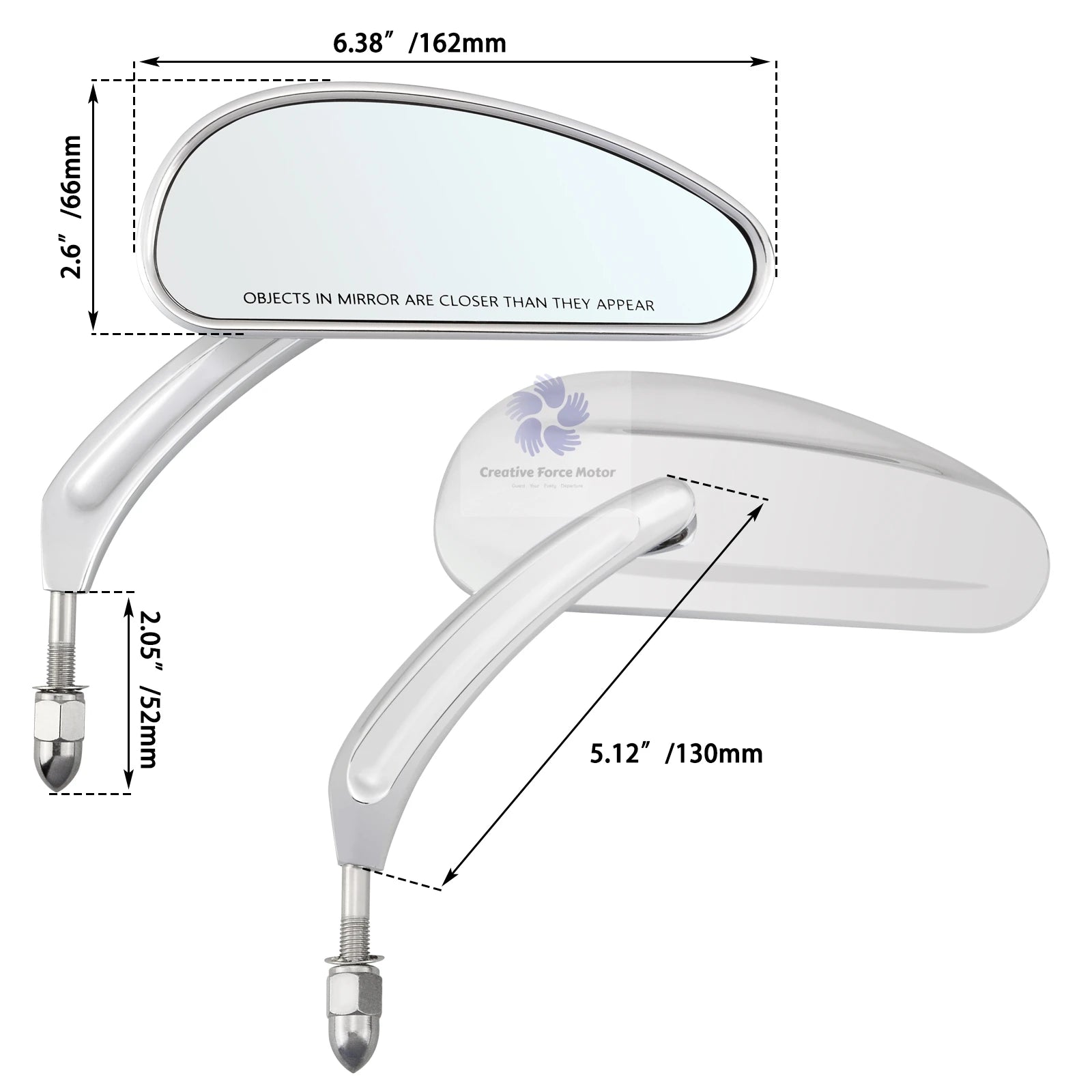 Durable rust-resistant 8mm threaded mirrors for Harley Dyna