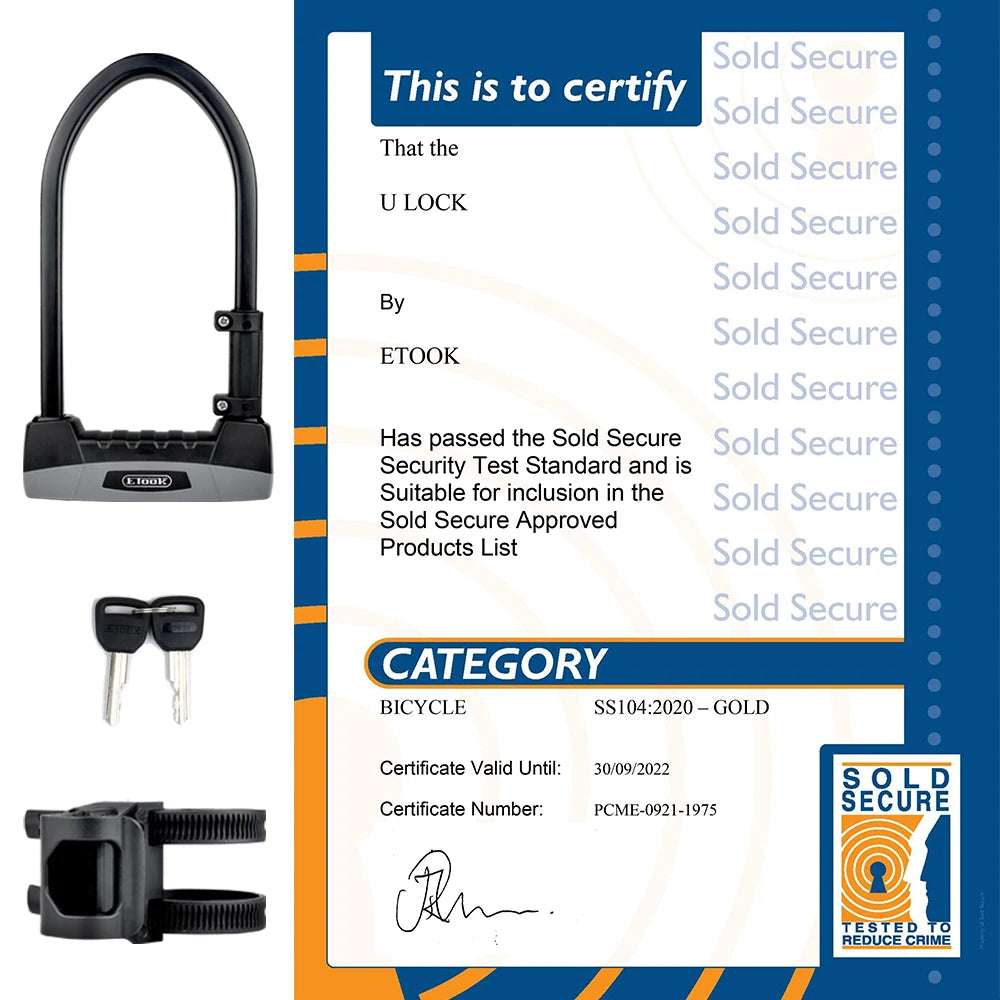 ETOOK bicycle U lock featuring multi-guard security system