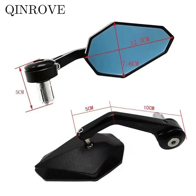 Easy-install bar end side mirrors for choppers and dirt bikes
