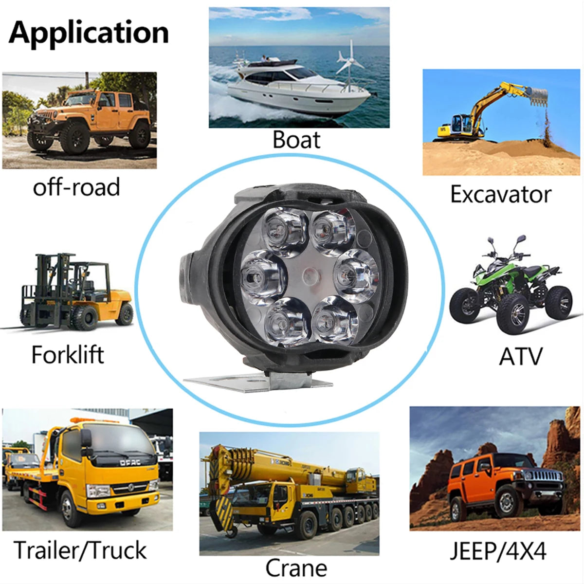 Easy install 6 LED headlight for motorcycles