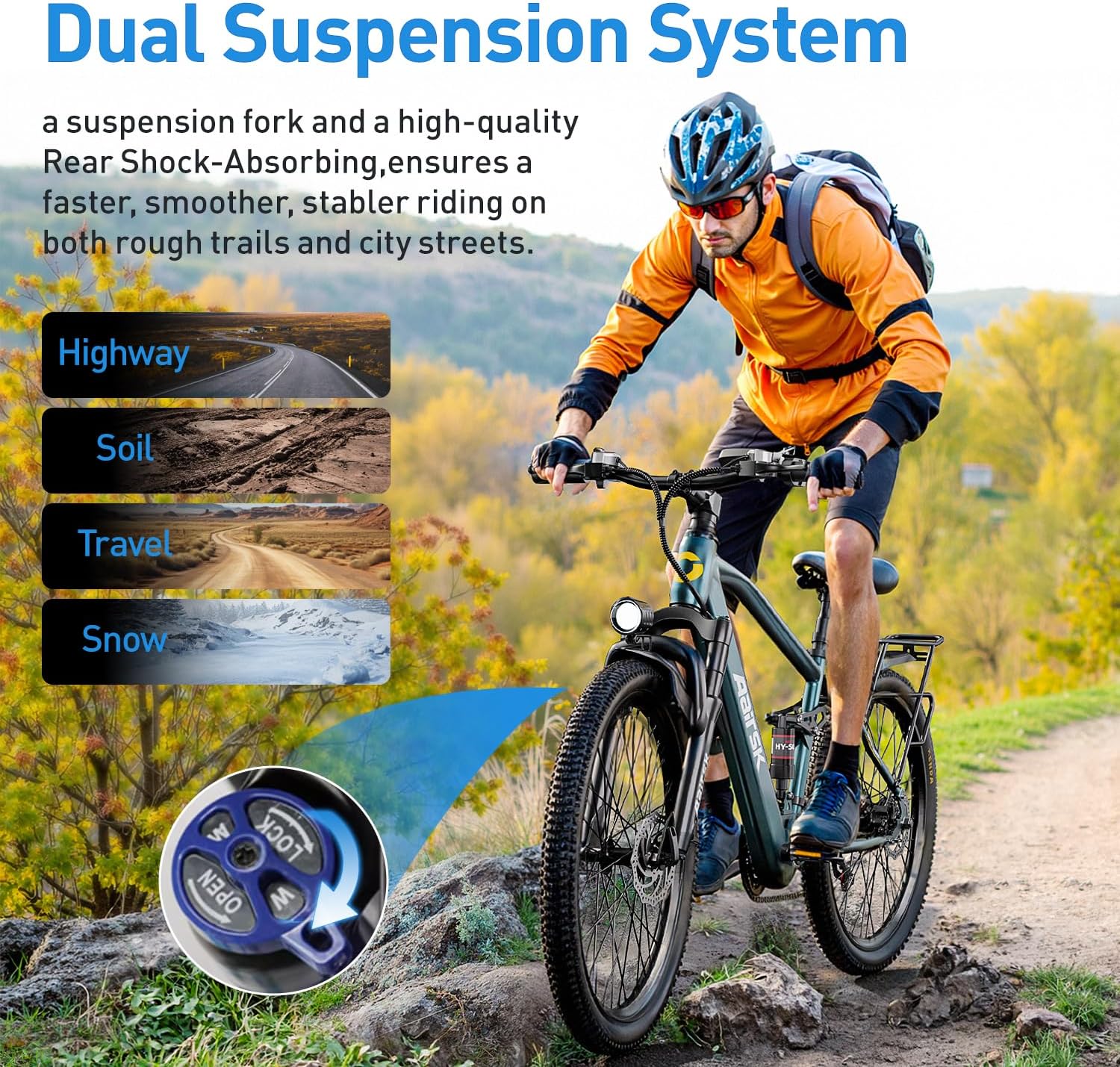   GT900 Electric Bike Black, 24/26 Inch, 750W Peak Motor, 28MPH, Full Suspension, Removable 13Ah/20Ah Battery