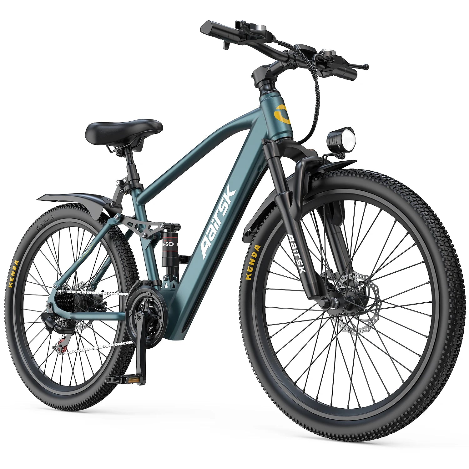   GT900 Electric Bike, Cyan, 24/26 Inch Rim, 750W Peak Motor, 28MPH, Dual Suspension, 13Ah/20Ah Removable Battery