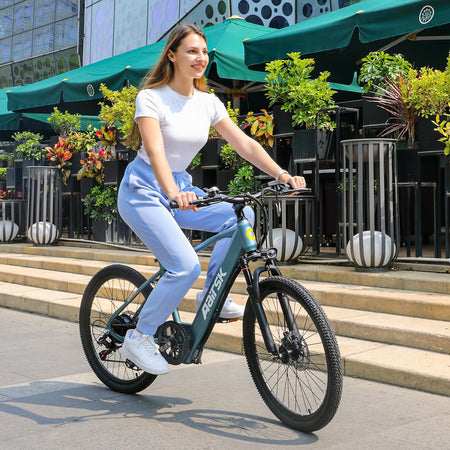   Aairsk GT300 750W Electric Bike for Adults, 24" 26" 40+ Mile Commuter Ebike, Removable Battery, NFC Unlock, 7-Speed Shimano, Suspension Fork