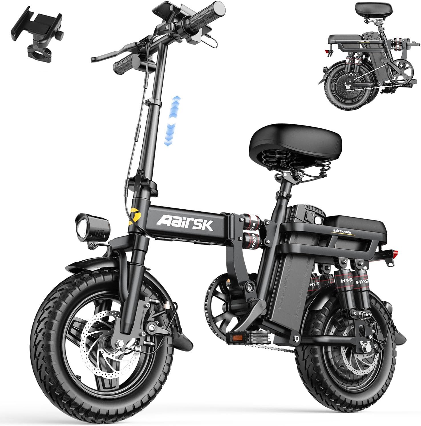   Aairsk RS5-20 14" Electric Bike | 500W Motor, 48V 20Ah Removable Battery, 25-40 Mile Range
