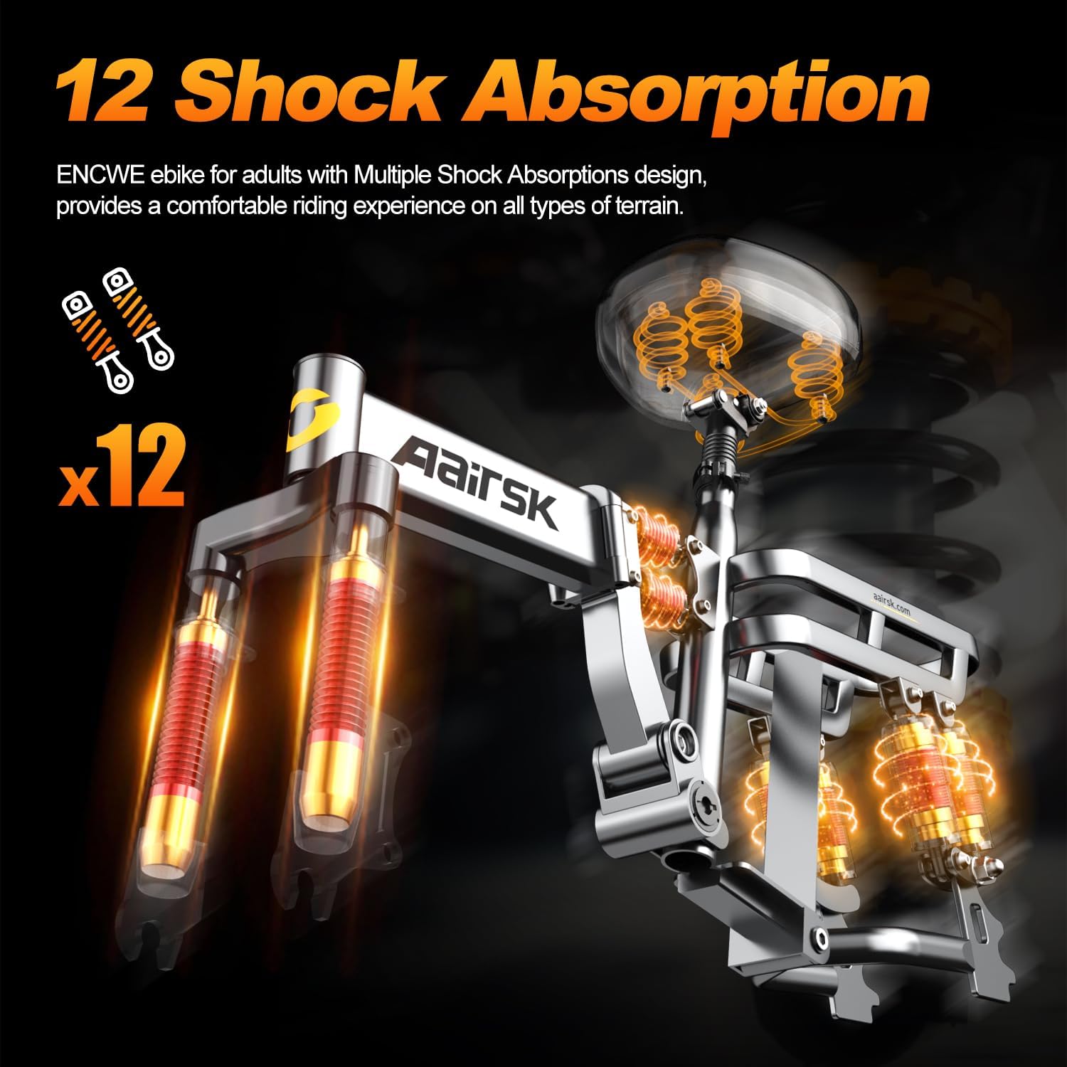   Aairsk RS5-20 14" Electric Bike | 500W Motor, 48V 20Ah Removable Battery, 25-40 Mile Range