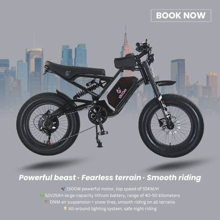   52V 500W Fat Tire Electric Bike – 25Ah Long-Range Off-Road E-Bike with Dual Suspension & 20x4” All-Terrain Tires