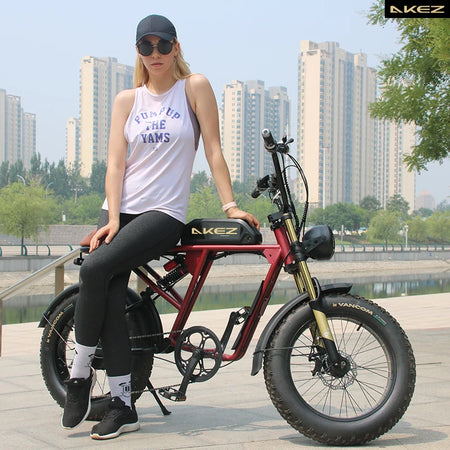   AKEZ S2 48V 750W Electric Bike – 13Ah Long Range Lithium Battery, 20” Fat Tire E-Bike for Adults