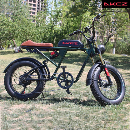   AKEZ S2 48V 750W Electric Bike – 13Ah Long Range Lithium Battery, 20” Fat Tire E-Bike for Adults