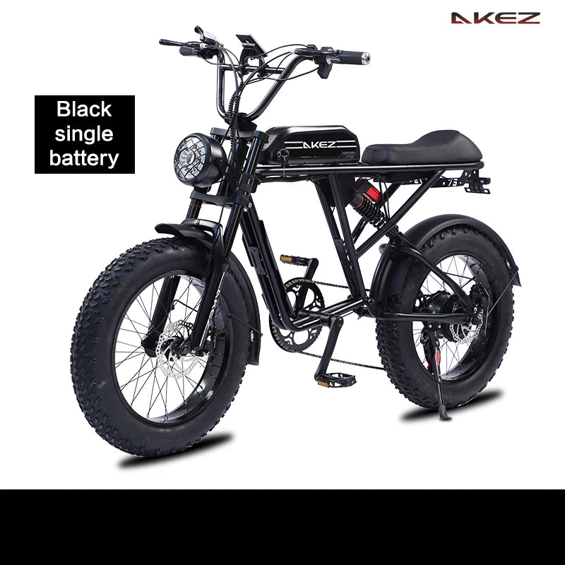   AKEZ S2 48V 750W Electric Bike – 13Ah Long Range Lithium Battery, 20” Fat Tire E-Bike for Adults