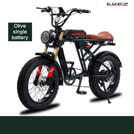   AKEZ S2 48V 750W Electric Bike – 13Ah Long Range Lithium Battery, 20” Fat Tire E-Bike for Adults