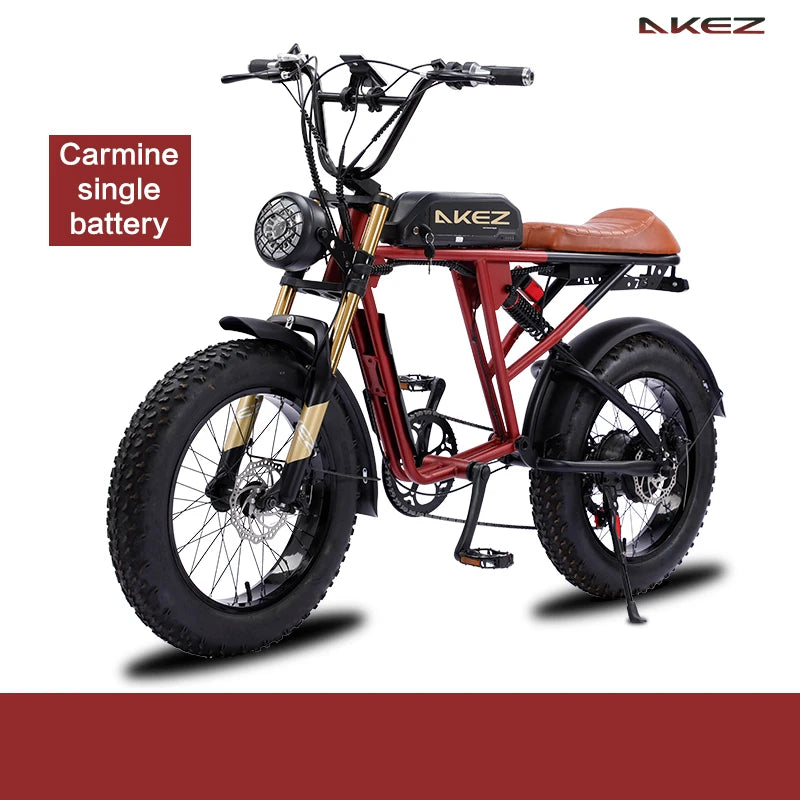   AKEZ S2 48V 750W Electric Bike – 13Ah Long Range Lithium Battery, 20” Fat Tire E-Bike for Adults