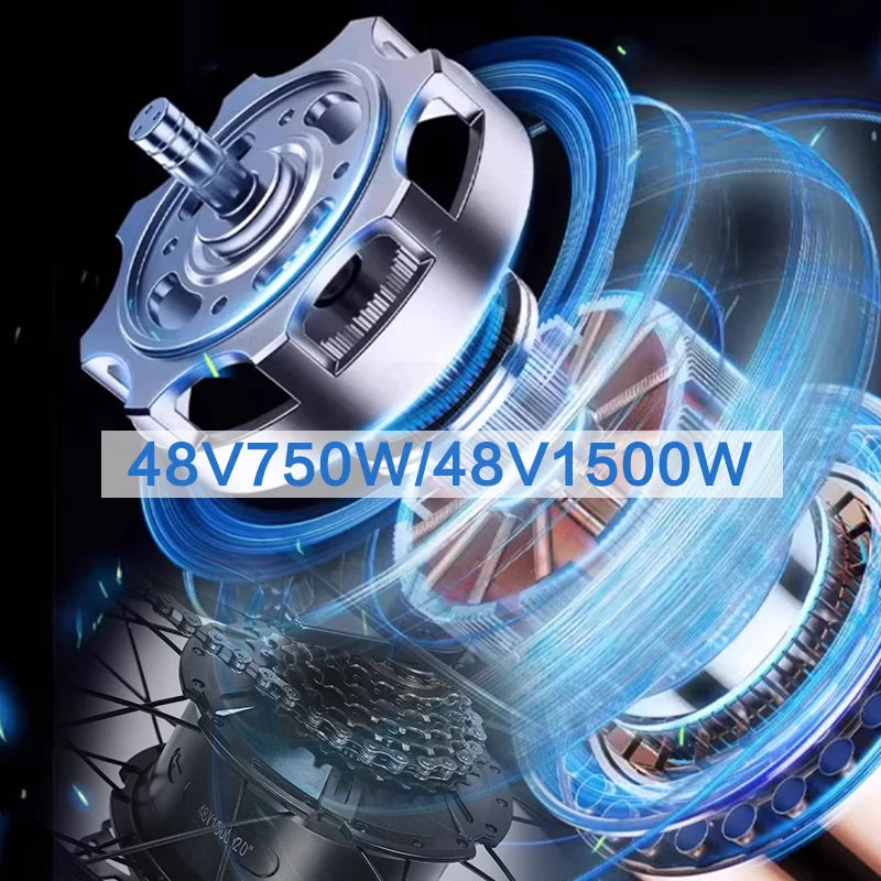   AKEZ Jaguar 48V 1500W Vintage Electric Motorcycle – 18Ah Fat Tire E-Bike with Suspension Fork for Adults