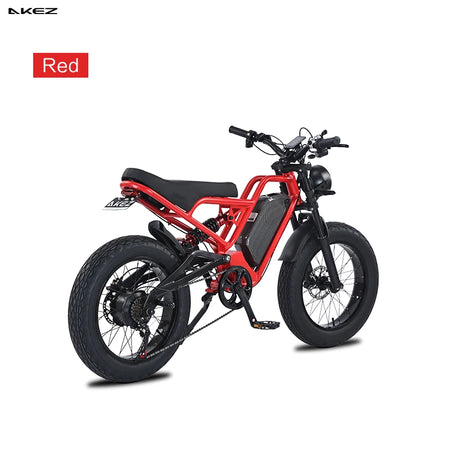   AKEZ Jaguar 48V 1500W Vintage Electric Motorcycle – 18Ah Fat Tire E-Bike with Suspension Fork for Adults