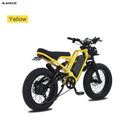   AKEZ Jaguar 48V 1500W Vintage Electric Motorcycle – 18Ah Fat Tire E-Bike with Suspension Fork for Adults