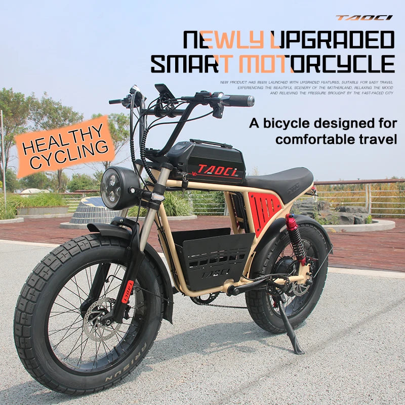   AKEZ V07 48V 1500W Fat Tire Electric Bike – 18Ah Long Range Off-Road E-Bike for Adults with 20” Tires & Steel Frame