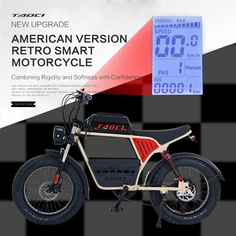   AKEZ V07 48V 1500W Fat Tire Electric Bike – 18Ah Long Range Off-Road E-Bike for Adults with 20” Tires & Steel Frame