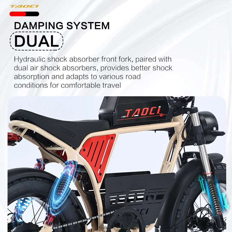   AKEZ V07 48V 1500W Fat Tire Electric Bike – 18Ah Long Range Off-Road E-Bike for Adults with 20” Tires & Steel Frame
