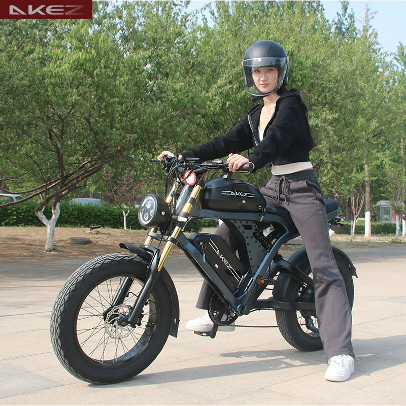   US Warehouse AKEZ 48V 1500W Electric Bike for Adults, 41Ah Lithium Battery, Long Range Powerful E-Bike