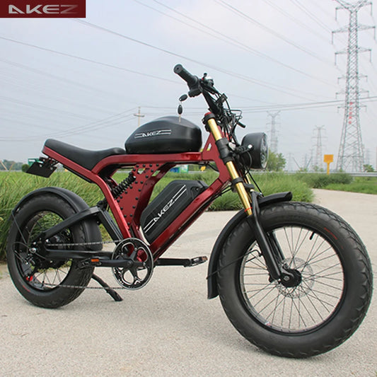   US Warehouse AKEZ 48V 1500W Electric Bike for Adults, 41Ah Lithium Battery, Long Range Powerful E-Bike