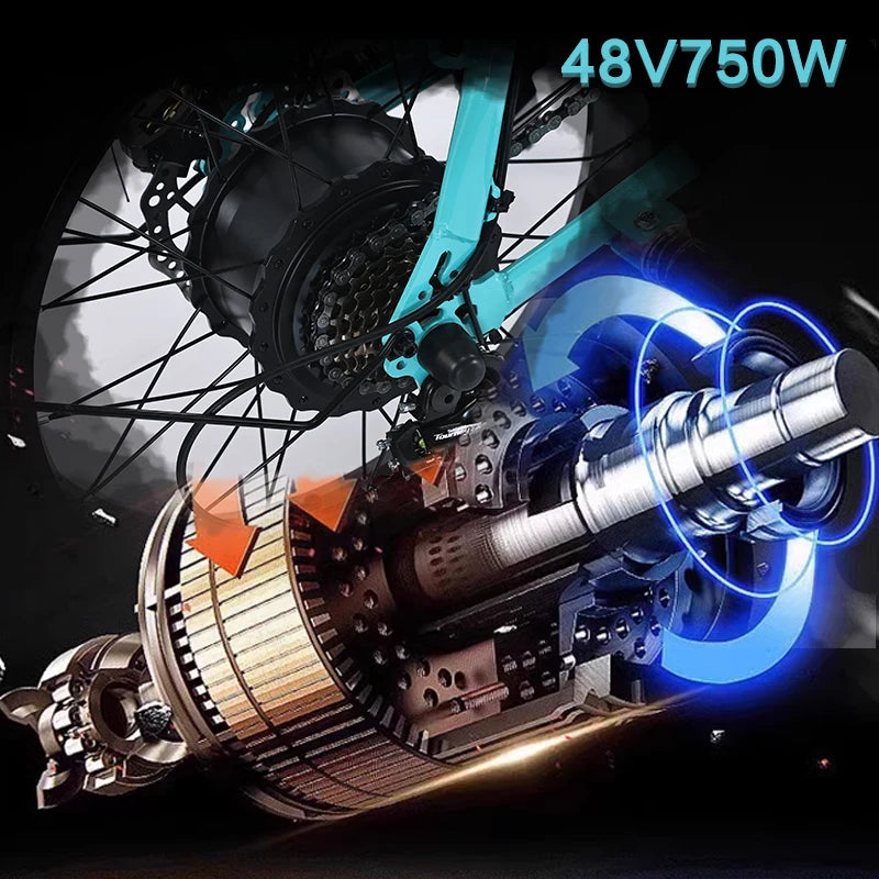   AKEZ ZX 48V 750W Electric Bike – 13Ah Lithium Battery, 20” Aluminum Alloy E-Bike for Adults