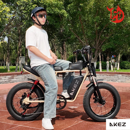   AKEZ X7 48V 750W Electric Bike – 20” Carbon Steel Frame, Long Range E-Bike for Adults