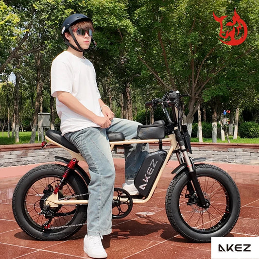   AKEZ X7 48V 750W Electric Bike – 20” Carbon Steel Frame, Long Range E-Bike for Adults